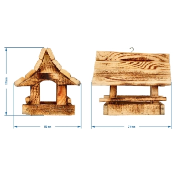 Karmnik dla ptaków drewniany, opalany, góralski domek