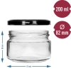 Słoik niski 200 ml - z czarną zakrętką fi 82/6, 6szt.