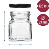 Słoik twist off 120 ml - Cztery kąty fi 53 z czarną zakrętką, 6szt