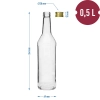 Butelka 500 ml na wódkę prosta z zakrętkami - 8 szt.