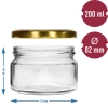 Słoik niski 200 ml - z złotą zakrętką fi 82/6, 6szt.