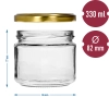 Słoik niski 330 ml - ze złotą zakrętką fi 82/6, 6szt.
