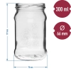 Słoik TO 300 ml z nadrukiem - mix owoców i zakrętką fi66/4 - 3 szt.