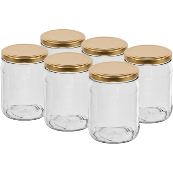 Słoik TO 500 ml z zakrętką złotą fi82/6 - 6 szt.