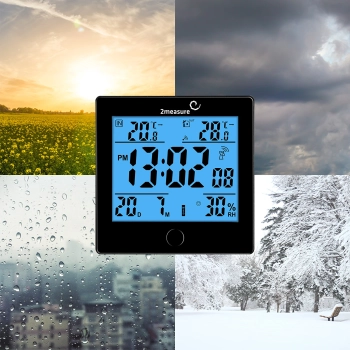 Stacja pogodowa RCC, DCF – elektroniczna, bezprzewodowa, podświetlana czujnik, czarna