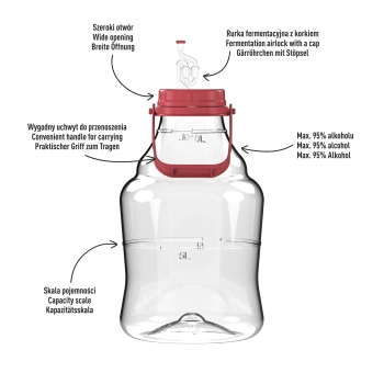 Balon do wina lekki, nietłukący, z uchwytem, 10 L