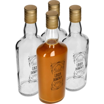 Butelka 0,5 L z zakrętką i nadrukiem Likier domowy - 4 szt.