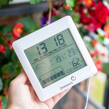 Stacja pogodowa – elektroniczna, podświetlana, sonda, biała