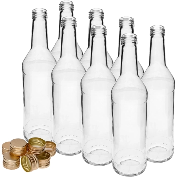 Butelka 500 ml na wódkę prosta z zakrętkami - 8 szt.