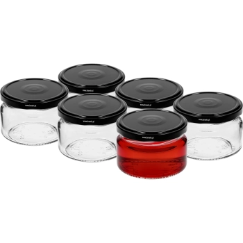 Słoik niski 200 ml - z czarną zakrętką fi 82/6, 6szt.