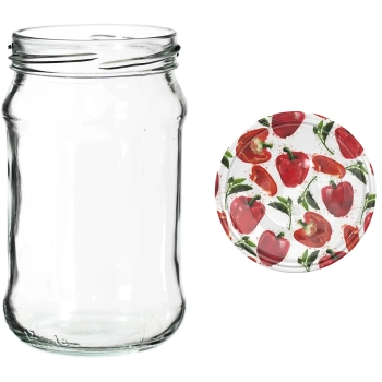 Słoiki 300 ml z kolorową zakrętką fi 66 - 6 szt.