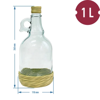 Butelka Gallone 1L w oplocie, z zakrętką
