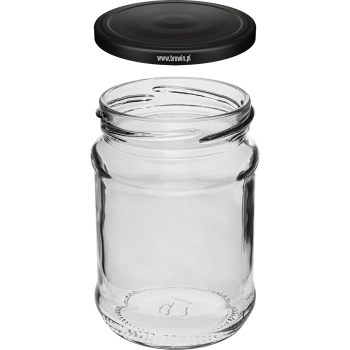 Słoik 250 ml fi 66/4 zakrętka czarna - 6 szt.