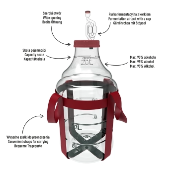 Balon do wina lekki, nietłukący, z szelkami, 20 L
