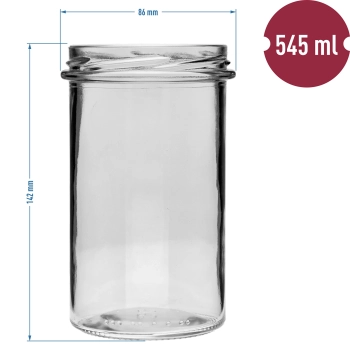 Słoik prosty 545 ml (fi 82) - z czarną zakrętką, 6 szt.