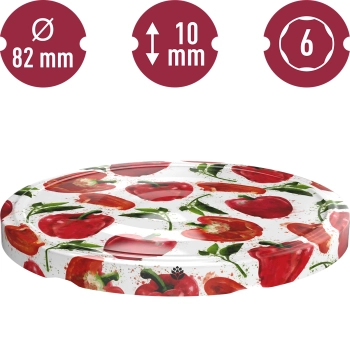 Zakrętka fi 82/6 papryki rysunkowe - 10szt.