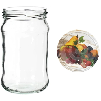 Słoiki 300 ml z kolorową zakrętką fi 66 - 6 szt.