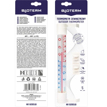 Termometr zewnętrzny z transparentną skalą (-70C do +50C) 23cm mix