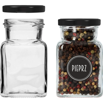Zestaw 12 x słoik 150 ml + 30 etykiet do oznaczania przypraw
