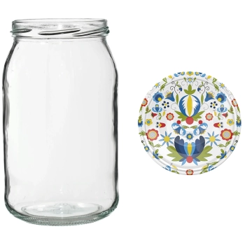 Słoik TO 900 ml z kolorową zakrętką fi82/6 - 6szt.