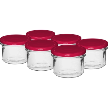 Słoik prosty 235 ml (fi82) z zakrętką bordo 6 szt.