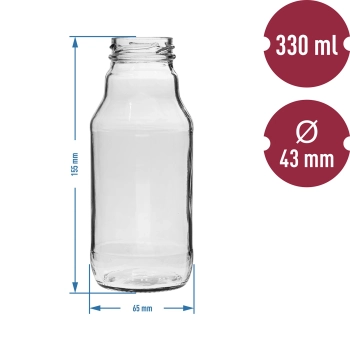 Butelka TO na sok 330 ml z zakrętką fi 43 - 6 szt.