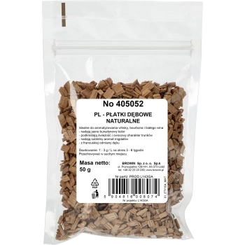 Płatki dębowe naturalne do aromatyzacji alkoholi (whisky, białe wino), 50 g
