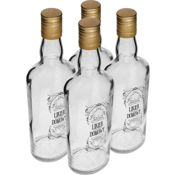 Butelka 0,5 L z zakrętką i nadrukiem Likier domowy - 4 szt.