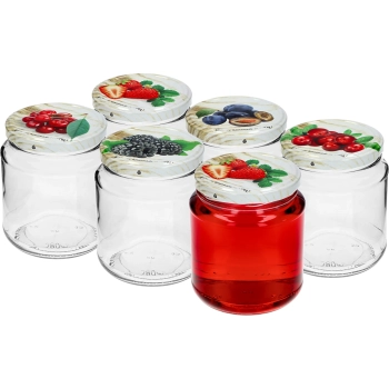 Słoik TO, grubasek 580ml z kolorową zakrętką fi82/6, 6 szt.