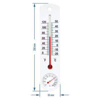 Termometr uniwersalny biały z higrometrem (-20C do +50C) 25cm