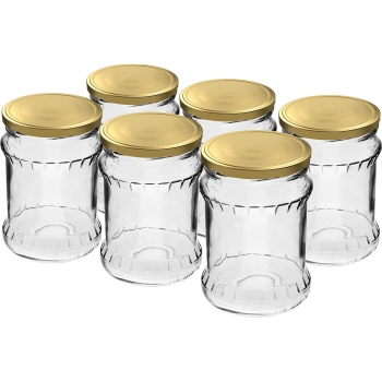 Słoik fisz karbowany 500 ml - ze złotą zakrętką fi 82/6, 6 szt.