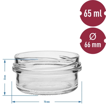 Słoik TO 65 ml z kolorową zakrętką fi66 - 6 szt.