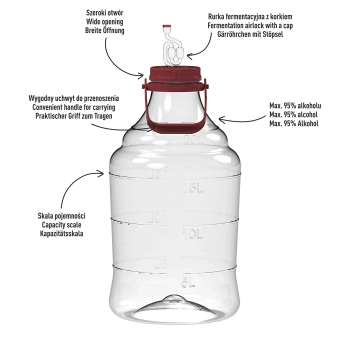 Balon do wina lekki, nietłukący z uchwytem, 20 L