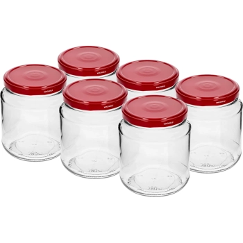 Słoik twist-off, grubasek 580 ml z bordową zakrętką fi82/6, 6 szt.