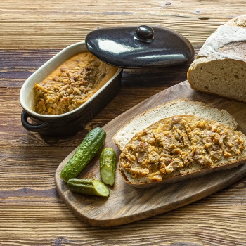 Kamionka - garnek na smalec, podłużny z pokrywką 0,75L