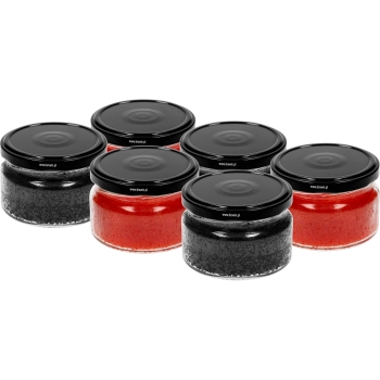 Słoik niski 200 ml - z czarną zakrętką fi 82/6, 6szt.