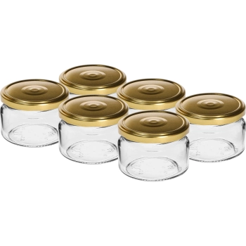 Słoik niski 200 ml - z złotą zakrętką fi 82/6, 6szt.