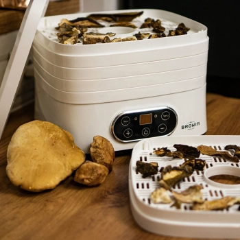 Suszarka do grzybów, owoców, warzyw i ziół z regulacją temp, 240W, biała