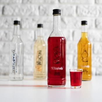 Butelka 0,5 L z zakrętką i nadrukiem Wiśniówka - 4 szt.