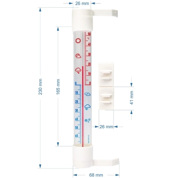 Termometr zewnętrzny z transparentną skalą (-70C do +50C) 23cm mix