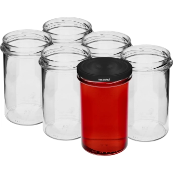 Słoik prosty 545 ml (fi 82) - z czarną zakrętką, 6 szt.