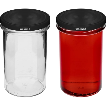 Słoik prosty 545 ml (fi 82) - z czarną zakrętką, 6 szt.