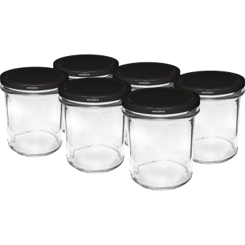 Słoik prosty 350ml z zak. czarną fi82 - 6szt.