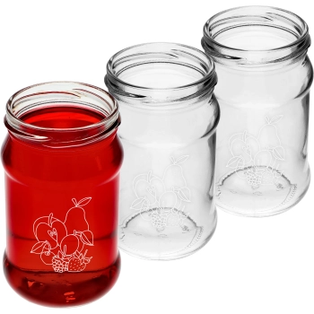 Słoik TO 300 ml z nadrukiem - mix owoców i zakrętką fi66/4 - 3 szt.