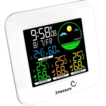 Stacja pogodowa RCC – elektroniczna, podświetlana, bezprzewodowa, 3 czujniki, biała