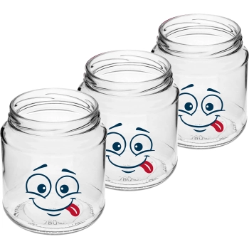 Słoik twist-off 580 ml z nadrukiem Buźka i zakrętką fi 82/6 - 3 szt.
