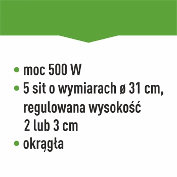 Suszarka do grzybów, owoców, warzyw i ziół z regulacją temp, 500W