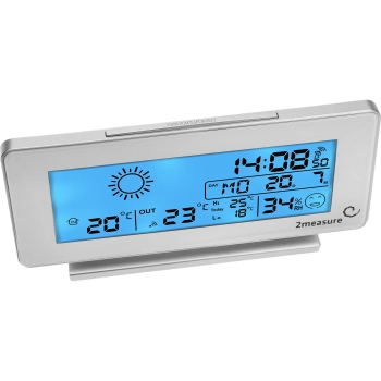 Stacja pogodowa RCC, DCF – elektroniczna, bezprzewodowa, podświetlana czujnik, biała