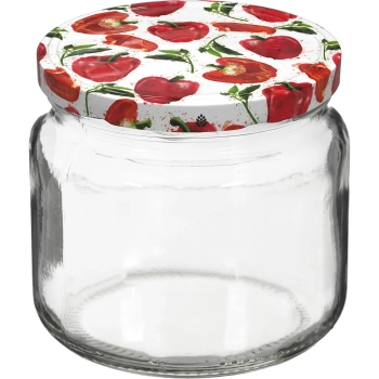 Słoik TO 370 ml z zakrętką kolorową fi82/6- 6 szt.