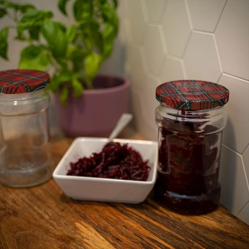 Słoiki 300 ml z kolorową zakrętką fi 66 - 6 szt.
